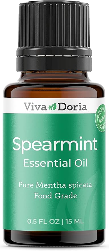 Viva Doria Spearmint Essential Oil, 100% Pure, Natural Spearmint Essential Oil, Spicata Variety, Undiluted, for Aromatherapy | Food Grade, 15 mL (0.5 Fluid Ounce)