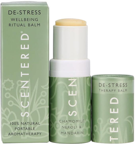 Scentered Aromatherapy Stress Relief Balm Stick - De Stress Essential Oil Roll On Calm Carry for Relaxation - Natural Stress Reliever - Chamomile, Cedarwood, Rosemary - Destress Gifts for Women