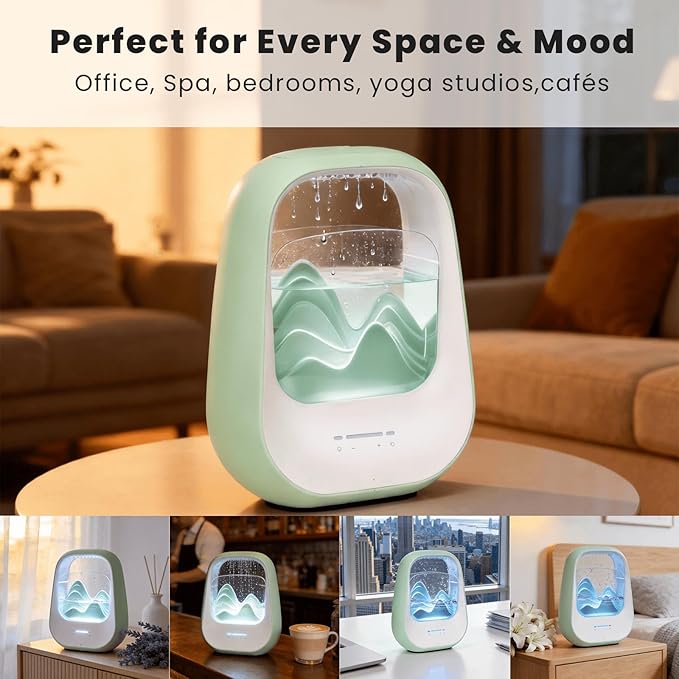 Rain Drop White Noise Machine with Realistic Rain Sounds – Bluetooth Speaker,Sleep Therapy Humidifier,Ambient Light & Aroma Diffuser for Bedroom Relaxation, Meditation & Stress Relief