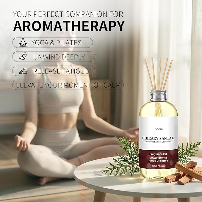Lopeie Sandalwood Fragrance Oil – Essential Oil for Diffuser, Air Freshener & Room Spray, Long-Lasting with Notes of Sandalwood, Amber, Warm Cozy Scent for Ultrasonic & Waterless Diffusers, 8.5 Fl Oz
