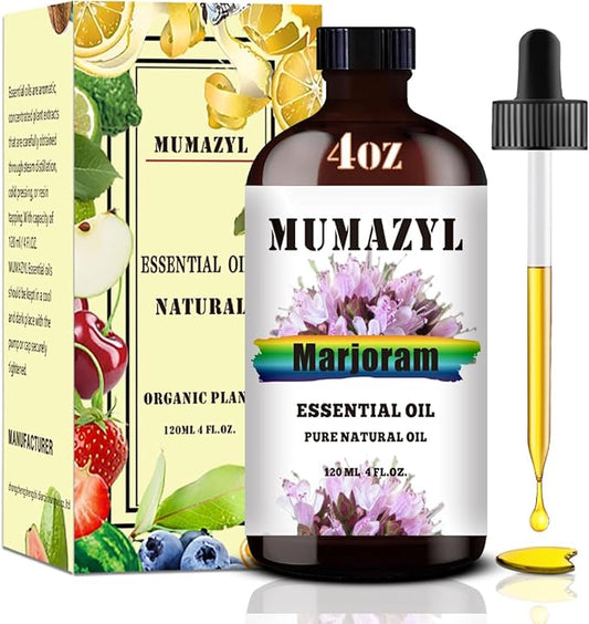 Marjoram Essential Oil, Marjoram Oil 4 Fl Oz 120ML for Diffuser Humidifier Yoga Cleaning DIY Candle Soap Making MUMAZYL Essential Oils
