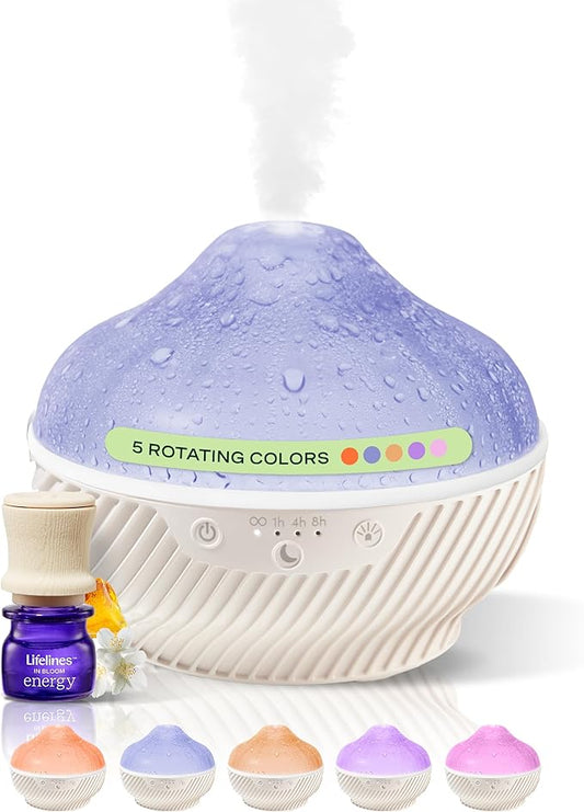 Lifelines Cloud Ultrasonic Essential Oil Diffuser with Essential Oil Blend, 300ml - Aromatherapy Diffuser with Soothing Mesmerizing Raindrop Effect & Auto-Shutoff Feature - Home & Bedroom Essentials