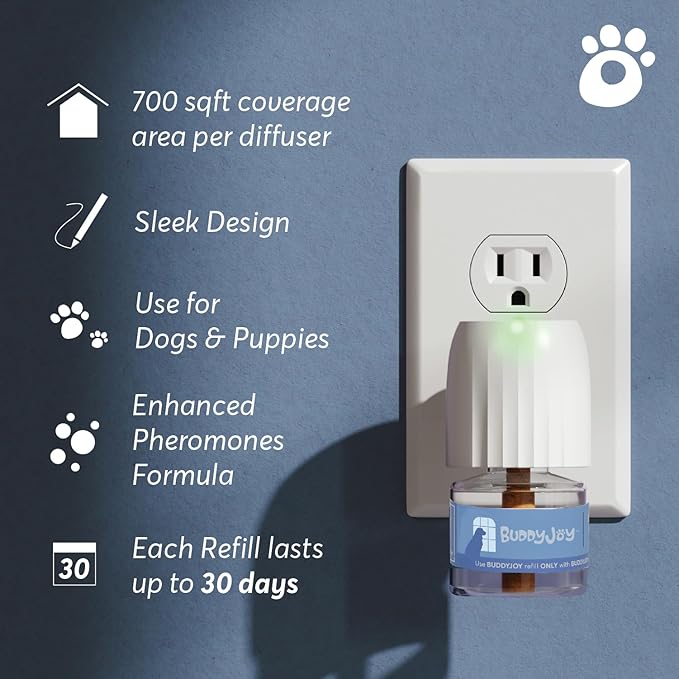 Dog Calming Diffuser Refills – Long-Lasting 30-Day Formula with Pheromones for Stress Relief, Relaxation, and Anxiety Reduction in Dogs Easy to Use – (2 Refills)