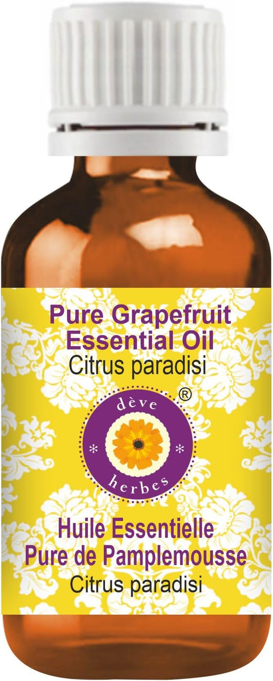 Deve Herbes Pure Grapefruit Essential Oil (Citrus paradisi) Steam Distilled 10ml (0.33 oz)
