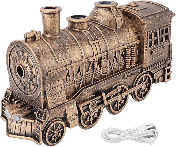 Train Diffuser Cool Mist Humidifier 300ml Double Outlets Essential Oil Diffuser with 2 Mist Modes Essential Oil Night Light for Bedroom Office Desk Home Decor
