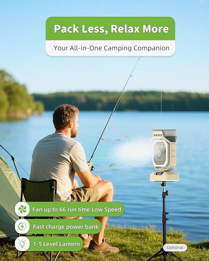 Weljoy Desk Fan 5 Sprayers Rechargeable Misting Fan for Camping & Home – 6 Speed Portable Cooling Fan with Mist 560ml Water Tank Aromatherapy Diffuser Timer 27000mAh Fast-Charging Battery(Off-White)