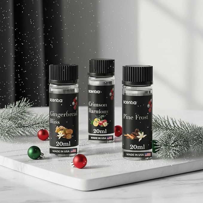 Scentia Cozy Pine Gingerbread Fragrance Oil Collection – Long Lasting Aromatherapy Diffuser Oil for Candles, Home & DIY Bakery Scents 3x20ml Discovery Set – (Perfect for Winter & Holiday)