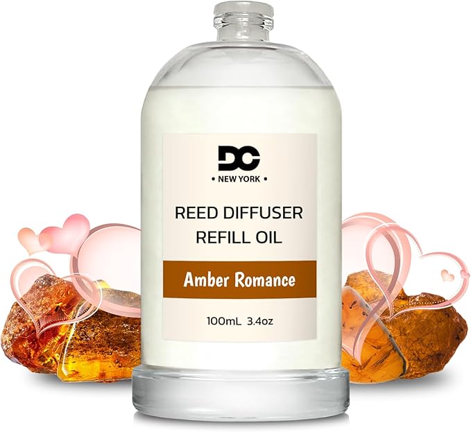 Daniella's Candles Amber Romance Reed Diffuser Refill Oil, 3.4oz/100ml, Premium Fragrance Oil, Home Fragrance, Long Lasting, Oil for Reed Diffusers