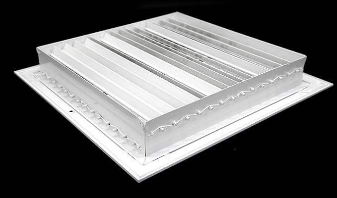 HVAC Premium 8''w X 8''h Aluminum Double Deflection Adjustable Air Supply HVAC Diffuser - Full Control Vertical/Horizontal Airflow Direction - Vent Duct Cover [Outer Dimensions: 9.6''w X 9.6''h]