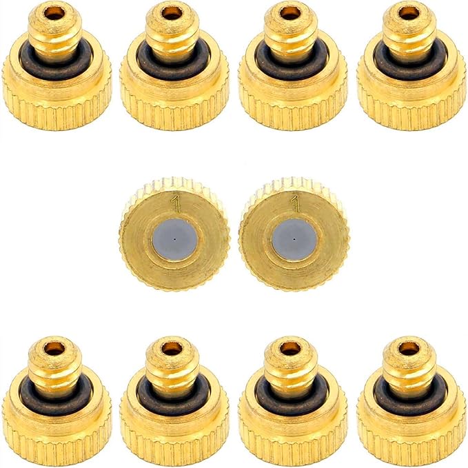 10Pcs Brass Misting Nozzle - 0.004" Orifice (0.1mm) Dia 10/24 UNC Replacement Heads for Outdoor Cooling System (0.1mm)