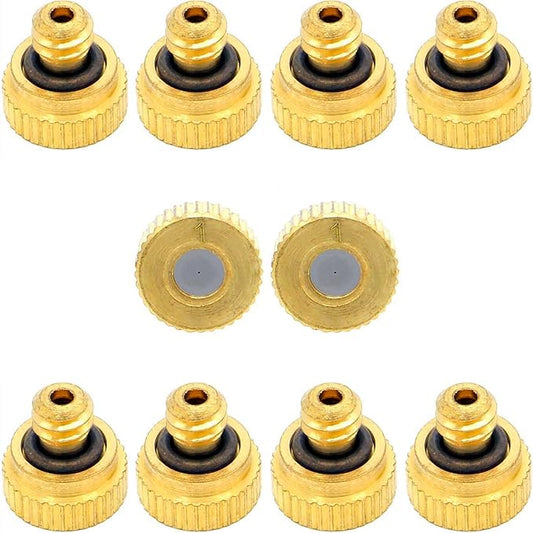 10Pcs Brass Misting Nozzle - 0.004" Orifice (0.1mm) Dia 10/24 UNC Replacement Heads for Outdoor Cooling System (0.1mm)