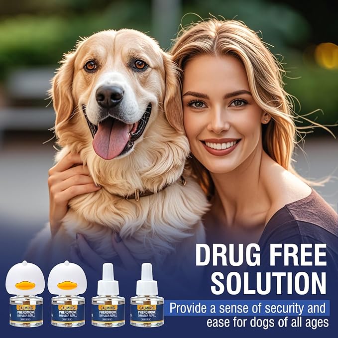 Dog Calming Pheromones Diffuser to Calm for Anxiety Relief Reduce Aggression Fighting Barking Stress 6 in 1 Kit Appeasing Pheromone Diffuser 120 Day Supply(Tasteless)