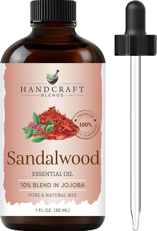 Handcraft Blends Sandalwood Essential Oil – 1 Fl Oz – Pure and Natural – Premium Grade Essential Oil for Diffuser and Aromatherapy, Skin, Massage, Candle and Soap Making Fragrance