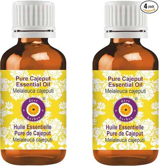 Deve Herbes Pure Cajeput Essential Oil (Melaleuca cajeputi) Steam Distilled (Pack of Two) 100ml X 2 (6.76 oz)