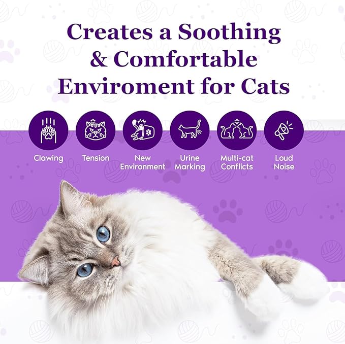 Cat Calming Diffuser Refill | 24/7 Soothing Pheromone Technology for Felines & Multi-Cat Homes | Long-Lasting Effect for up to 30 Days Fits Standard Pheromone Diffusers (1-Pack)