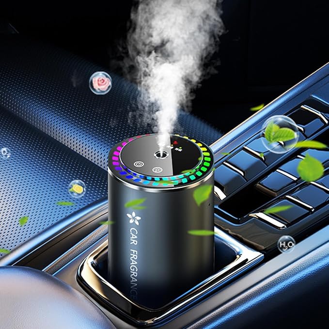 Worparsen Mist Ultrasonic Humidifier Car Fragrance Diffuser Sure Here's A Product Title for Listing Air Freshener with Colorful Light Rechargeable Auto Pine Needles