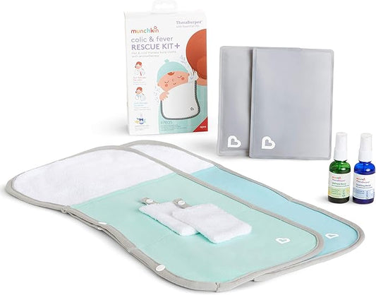 Munchkin® Theraburpee with Essential Oils: Colic & Fever Rescue Kit + with Hot & Cold Therapy Burp Cloths & Aromatherapy
