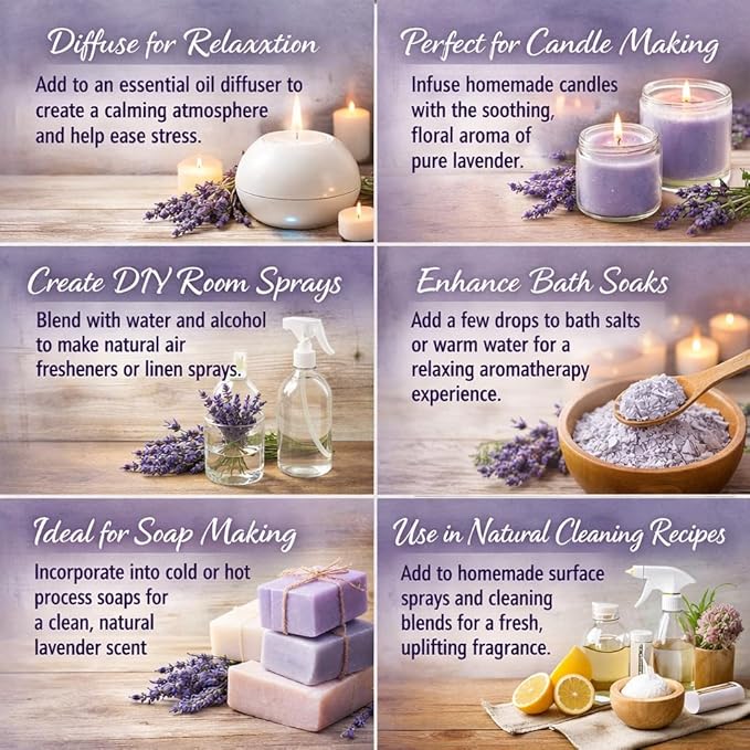 2 Bottles – GreenHealth Lavender Essential Oil – 16 fl oz Each (32 fl oz Total) – 100% Pure & Uncut – Aluminum Bottles – Bulk Lavender Oil for Diffuser, Aromatherapy, Soap Making & Candles