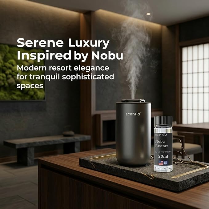 Scentia Nobu Essence Aromatherapy Oil for Diffuser – Hotel Scent Inspired by Nobu Hotel – 20 mL – Jasmine, Lily & Sandalwood Natural Fragrance Oil for Waterless & Cold Air Diffusers, Made in USA