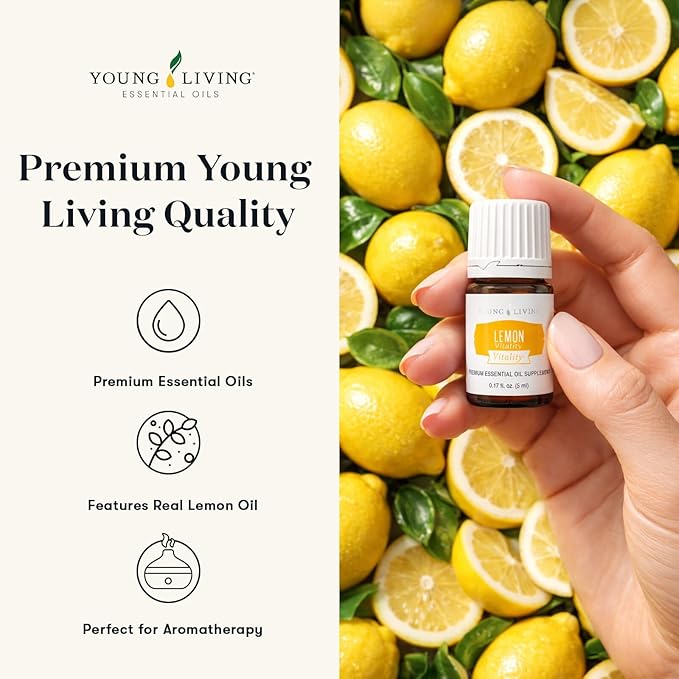 Young Living Lemon Vitality Essential Oil - 100% Pure, Food-Grade Citrus Flavor Enhancer - Antioxidant and Immune Support - Culinary and Beverage Flavoring - 5ml