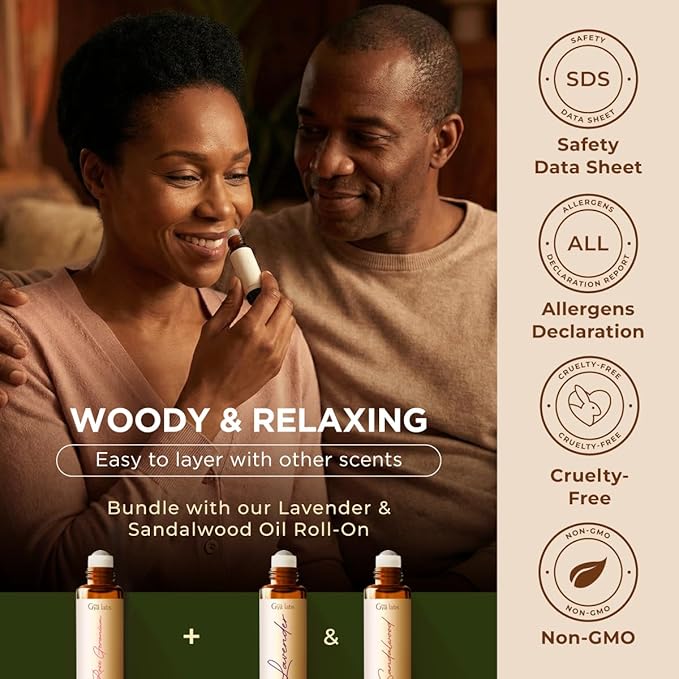 Gya Labs Rose Geranium Essential Oil Roll On - 0.34 Fl Oz - Travel Size Roller for Camping, Skin, Aromatherapy Relief, Convenience