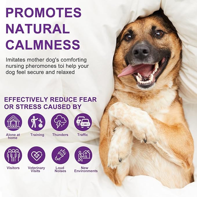 Cheerdog Dog Calming Pheromone Diffuser, Pet Calming Diffuser for Dog Anxiety Relief 3 Refills,Relieve Separation Anxiety, Stress Barking and Chewing Calm Relaxing