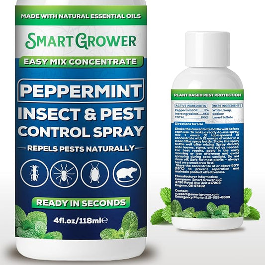 Peppermint Insect & Pest Control Best Value Concentrate - Repels Insects & Pests for Home, Indoor, Outdoor, Garden - Maximum Strength Concentrate (Makes Half Gallon RTU) 4 oz