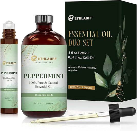 Peppermint Essential Oil 4.33 Fl Oz, Premium Grade Peppermint Oil for Diffusers, Skin Care, Massage, Humidifiers, DIY Candles, Soap Making, Minty Scent with Glass Dropper