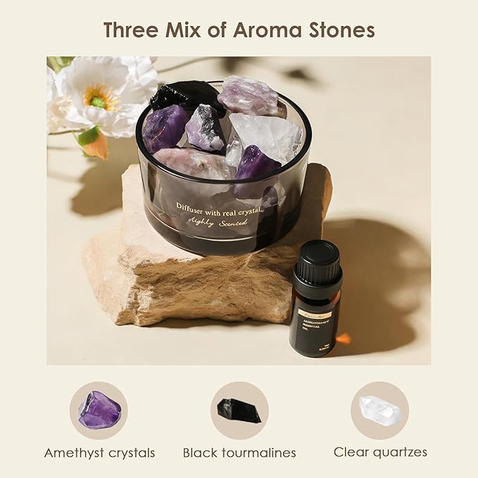 Aroma Stone Passive Diffuser with Essential Oils for Home, Bathroom, Office | Room Scent | Home Decor & Fragrance, Elegant Gift Packaging(Lavender Scent)