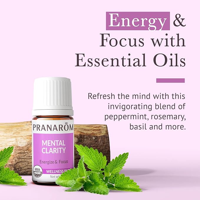 Pranarom - Mental Clarity 15ml Essential Oil Blend - Peppermint, Lemon, Grapefruit, Lavender - 100% Pure, Aromatherapy