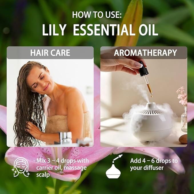 Lily Essential Oil, 16 fl oz (480ml) - ZODION Lily Fragrance Oil for Diffuser, Massage, Humidifier, DIY Candle, Soap Making, Home, Bath, Yoga