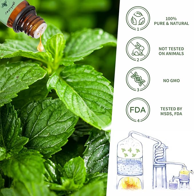 yethious Peppermint Eucalyptus Essential Oil 10ML Natural Peppermint Essential Oil Gift Set for Aromatherapy & Diffuser, Fragrance, Soap Candle Making
