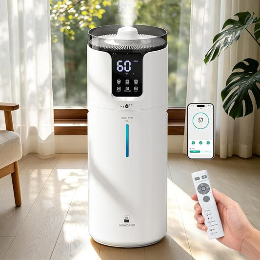 Lacidoll 16L Smart Humidifier large room, Whole house Humidifier for Home 1500 sq.ft with APP/Voice/Remote Control, Ultrasonic Cool Mist Humidifiers for Bedroom, Plants, office with Tube, White