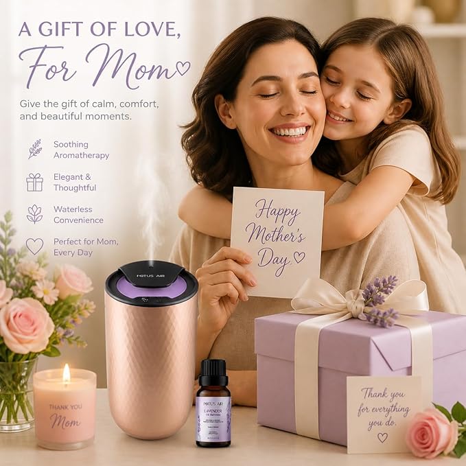 Waterless Essential Oil Diffuser – Portable Cordless Aromatherapy Diffuser for Home, Car, Office – 3 Mist Levels - 4 Timer Modes - 15ml Oil Capacity - USB-C Rechargeable