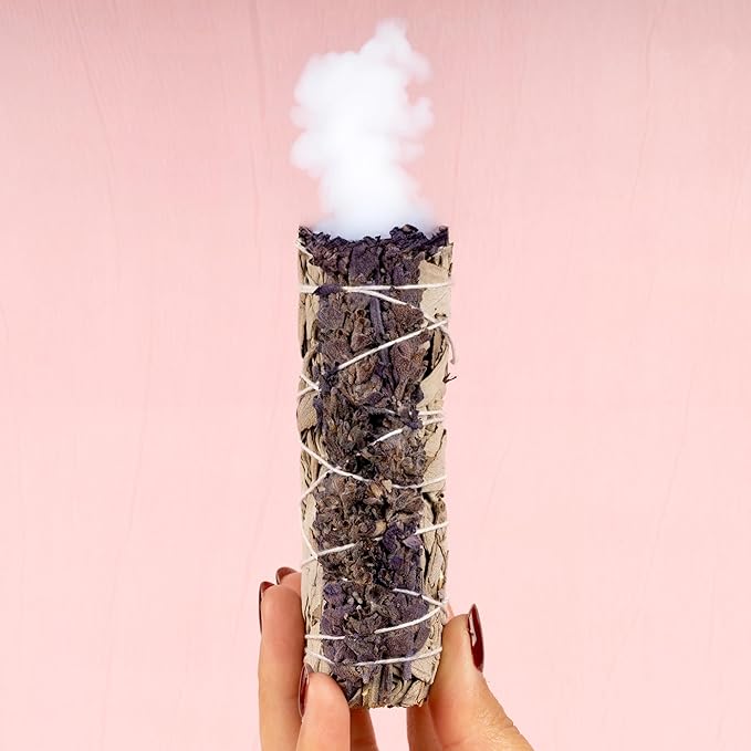 Wish Well Sage Smudge Kit - 3 Lavender Sage Sticks, 2 Palo Santo Sticks, 5-6" Abalone Shell, Stand, Feather - Cleansing House, Meditation, Energy Healing & Reiki, Perfect Starter Kit with Instructions
