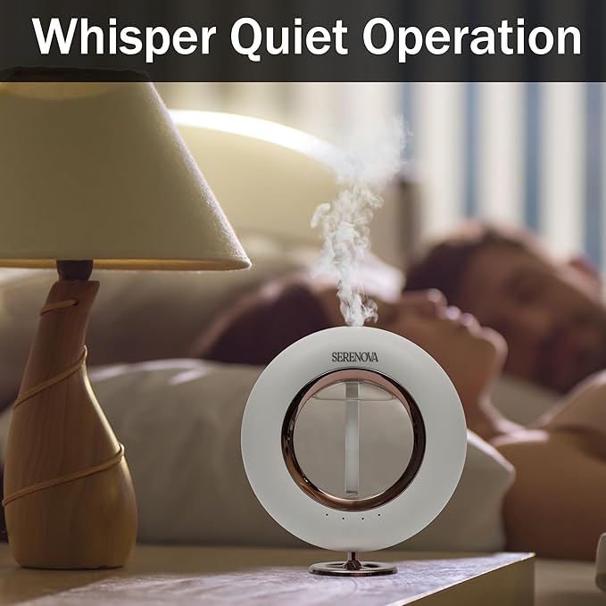 Serenova Battery Operated Aromatherapy Diffuser - Ultrasonic Cordless Diffuser with Waterless Aroma, Cute Essential Oil Diffuser for Bedroom, Wireless Scent Diffuser, Air Freshener Spray Dispenser