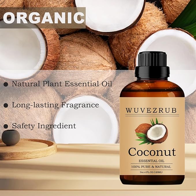 Coconut Essential Oils, 120ML Pure and Natural Essential Oil for Aromatherapy Diffuser - Coconut /4 Fl Oz