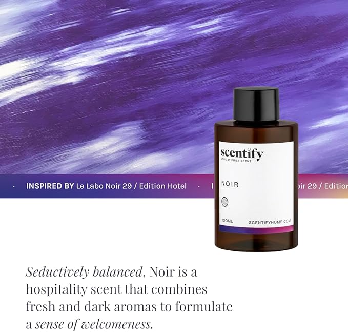 Scentify Noir Aroma Oil Refill Scent for Oil Diffusers – Bergamot, Lemon, Fig, Rose & Amber – Luxurious Relaxing Aromatherapy Diffuser Fragrance 100ml, 3.38 oz – New Version