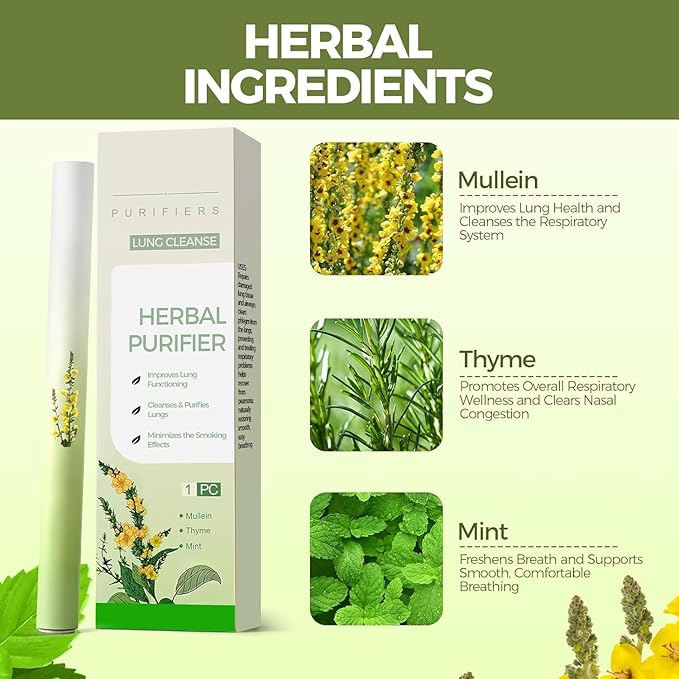 Mullein Herbal Diffuser Pen, Natural Mullein/Thyme/Mint Extracts, Oral Freshening & Soothing, 600 Uses per Stick (2PCS)