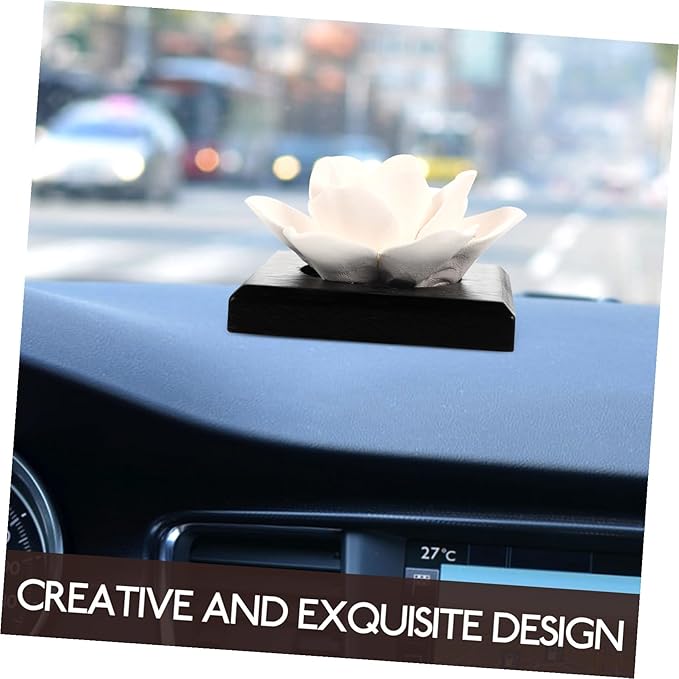 Holibanna Car Incense Diffuser Ceramic Air Perfume Decor Lotus Scent Diffuser for Vehicle and Safe Material Smooth Surface for Office Bedroom Yoga Meditation