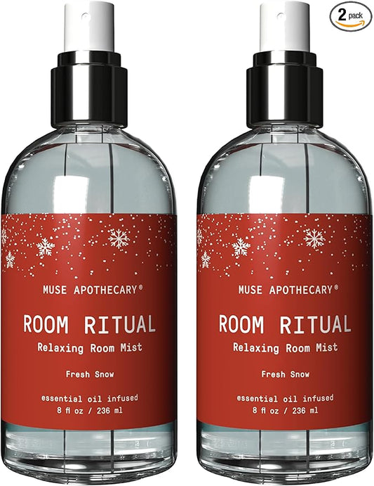 Muse Apothecary Room Ritual - Room Spray, Aromatic and Relaxing Room Mist, Air Freshener Spray, Infused with Natural Aromatherapy Essential Oils - 8 oz, Fresh Snow, 2 Pack