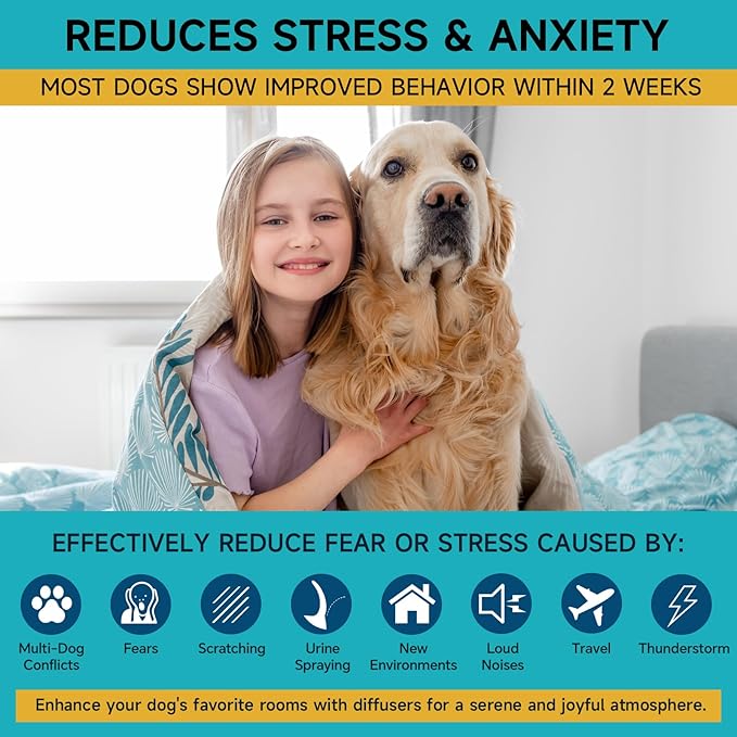 Woyamay Dog Calming Diffuser Refills - 4 Pack Dog Pheromones Calming Diffuser for Dog Anxiety Relief, Dog Pheromone Diffuser, 120 Days Pheromone Diffuser to Calm Dogs, Fits All Common Diffuser Heads