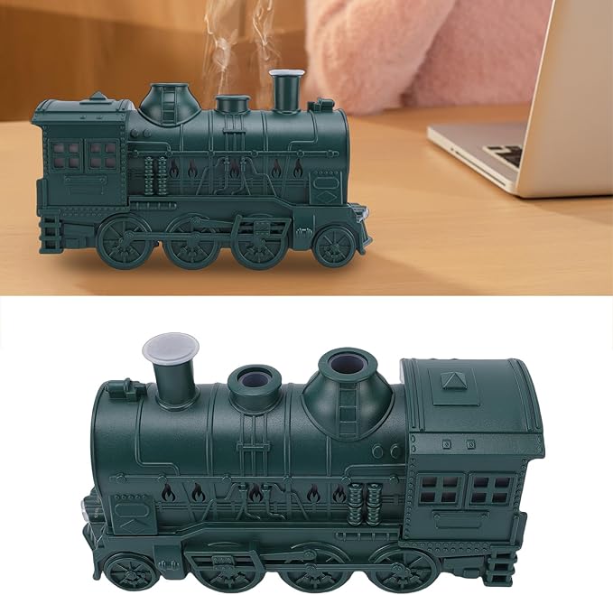 Heayzoki Train Humidifier 300ML Essential Oil Diffuser, Cool Mist Humidifier Dual Spray Modes with Night Light for Relaxation Home Decor Bedroom Desk (Green)