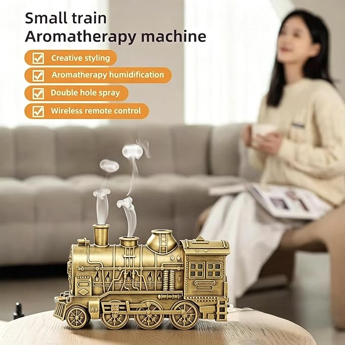 Train Diffuser,300ml Essential Oil Diffuser Quiet Train Oil Diffuser with Remote Control 2 Light 2 Spray Modes Aroma Diffuser for Home Bedroom Office (Silvery)