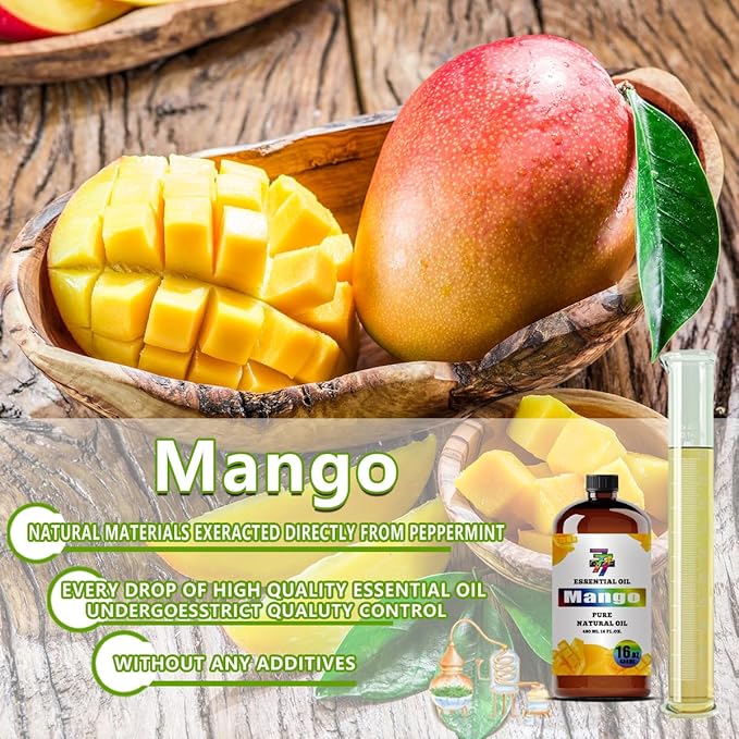 Mango Essential Oil - GV77ZF Mango Oils for Diffusers, Humidifiers, DIY Candles, Soap, Cleaning, Home, Office, Yoga, Massage, Gifts - 16 fl oz (480 ml)