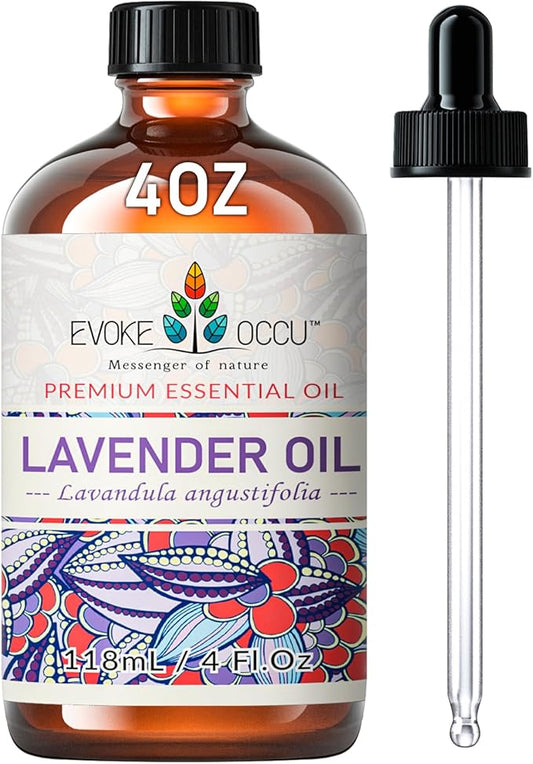 EVOKE OCCU Lavender Essential Oil for Sleeping Aid in the Bedroom, Relaxation in the Office Living Room & DIY Wool Dryer Balls - 4 Fl Oz