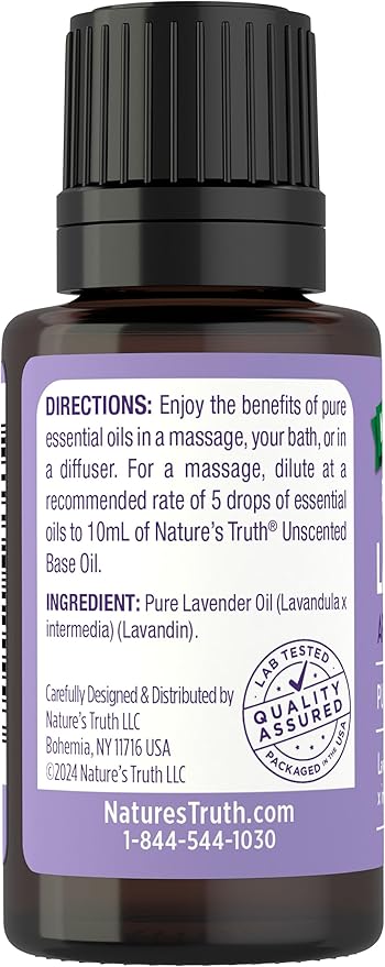 Nature's Truth Lavender Essential Oil | Pure Plant Based | for Diffuser and Aromatherapy | Non-GMO & Gluten Free