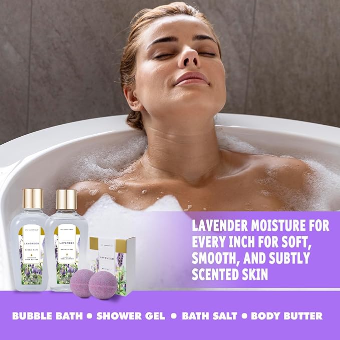 Spa Luxetique Bath Sets for Women Gifts - 10 Pcs Lavender Spa Kit, Self Care Kit for Her, Birthday, Anniversary, Holiday, Mother's Day Gifts for Her, Mother, Girlfriends, Wife