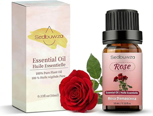 Sedbuwza Rose Essential Oil, 100% Pure Organic Rose Fragrance Oil for Diffuser, Humidifier, Soap, Candle, Perfume - 10ml