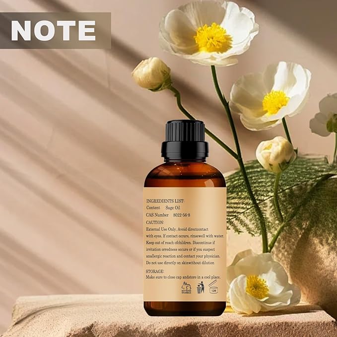 Sage Essential Oils 10ML, 100% Pure and Natural Essential Oil for Aromatherapy Diffuser - 0.33 Fl Oz/Sage